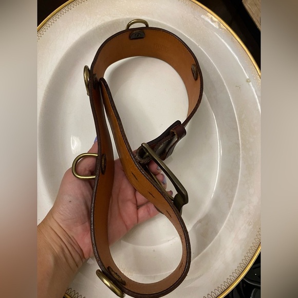 DKNY Brown Leather Belt with Gold Buckle - Picture 8 of 13